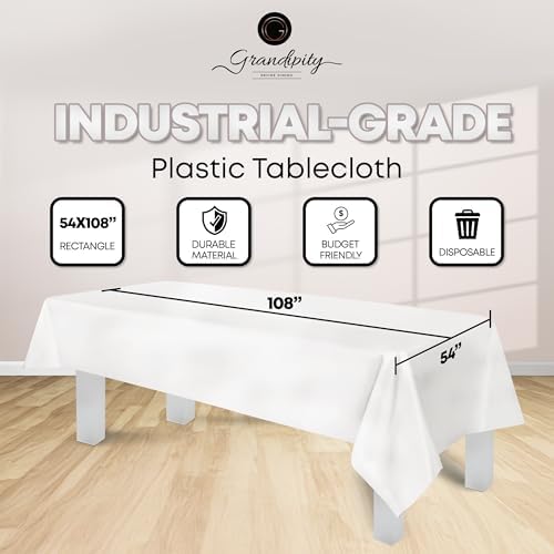 Grandipity Plastic Table Cloth Disposable 12 Pack 54” x 108” Rectangle - Image 2