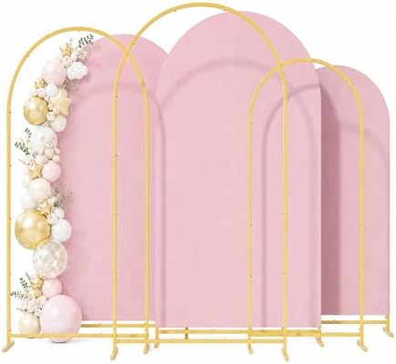 3 Pack Arch Backdrop Stand (4FT/5FT/6FT), Metal Arch Frame Stand with Cover by Bbteroiu