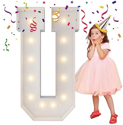 4FT Marquee Letters, Large Light Up Letters U for Party Decor by MerryMosaics