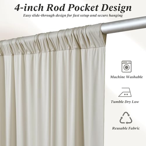 50 ft x 10 ft Wrinkle Free Beige Backdrop Curtain for Parties, 10 Panels 10ft Polyester Beige Photo Backdrop Drapes for Graduation Birthday Wedding Party Stage Curtains - Image 7