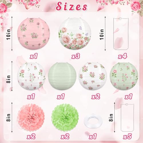 Renbuzhu 13Pcs Spring Wildflower Party Decorations Paper Lanterns Set - Image 3