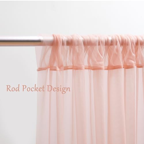 20×10ft Peach Tulle Backdrop Curtain with Lights String for Parties, Sheer Photo Curtain Backdrop Drapes for Wedding Party Photography Decorations - Image 5