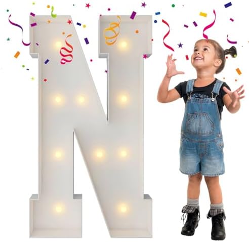 3FT Marquee Letters, Large Light Up Letters N for Party Decor by MerryMosaics