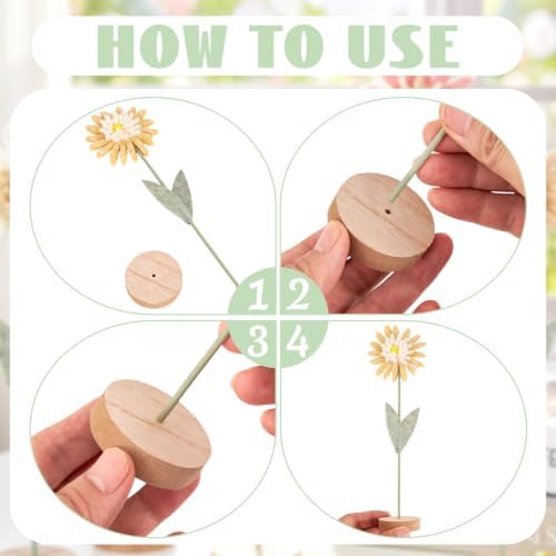 6Pcs Ombre Felt Daisy Flowers, 10in Tabletop Decor for Table Centerpieces - Image 3