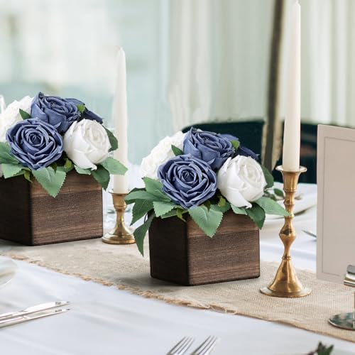 Dusty Blue & White Dining Table Centerpiece Set of 6, Pre-Made - Image 6