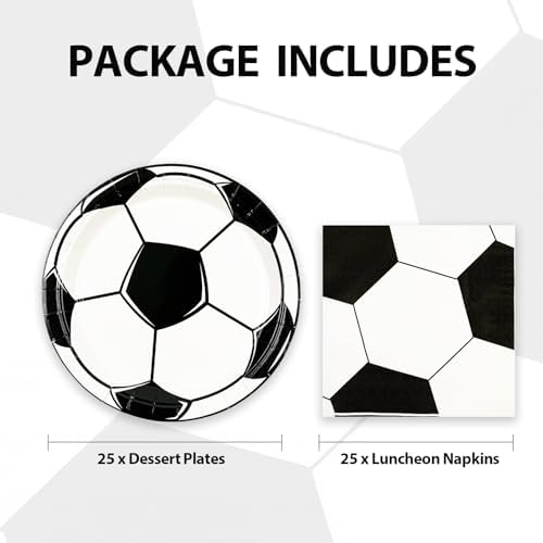 50PCS Soccer Plates and Napkins, 7inch Disposable Tableware Set - Image 3