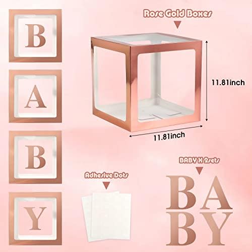 Voircoloria Balloon Boxes with Letters Gift Box, Rose Gold, 4 Clear Boxes - Image 2