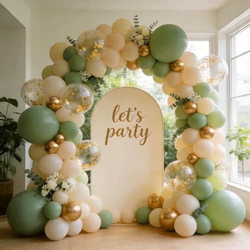 Sage Green and Gold Balloon Arch Kit 129 PCS - Image 6