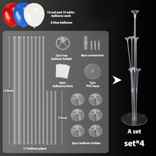 Voircoloria Balloon Stand Kit 4Sets with Balloons for Patriotic Decorations - Image 2