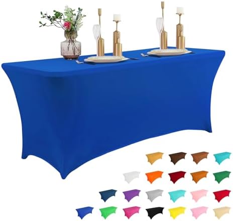 IVAPUPU 4FT Table Cloth for Rectangular Spandex Royal Blue Table Cover by IVAPUPU