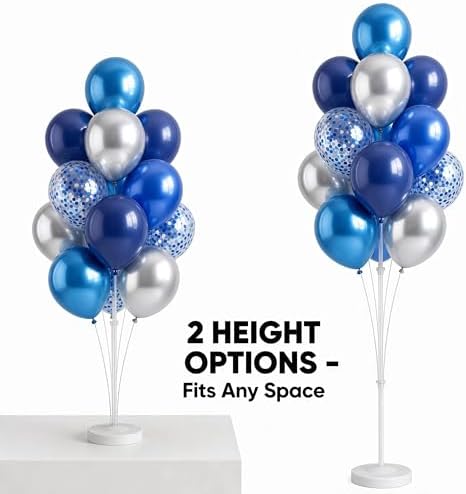 2 Sets Navy Blue Silver Balloon Column Kit for Floor or Table Party Decor - Image 4