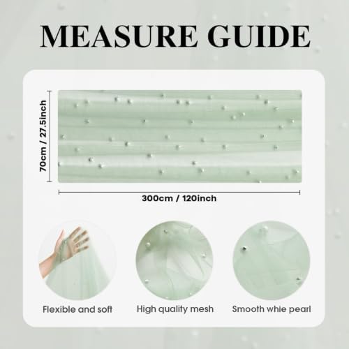 Artoid Mode 10-Pack Pearl Sage Green Gauze Table Runner 10FT Home Decor - Image 6
