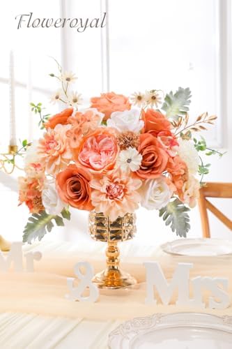 Floweroyal Artificial Flowers Combo Champagne Flowers Mix Silk Flowers Dahlia Roses with Stems for DIY Wedding Bridal Bouquets, Baby Shower, Floral Arrangement, Table Centerpieces, Home Decorations. - Image 3