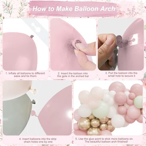 Dusty Pink Balloon Arch Kit, Boho Retro Blush Pink Champagne Gold White Latex Helium Party Balloons Garland for Girls Women Bridal Baby Shower Neutral Wedding Engagement Birthday Party Decorations - Image 6