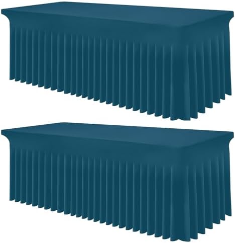 Smiry 2 Pack Spandex Elastic Fitted Table Cloth Skirt for 6FT Table by Smiry