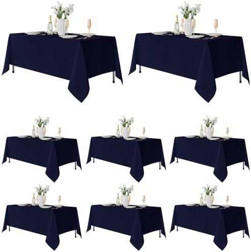 Fitable 8 Pack Navy Tablecloths 60x102 Inch for 6 Ft Rectangle Tables by Fitable