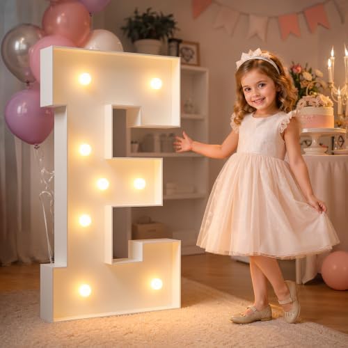 imprsv Marquee Light Up Letters, 3FT Marquee Letters for Birthday Baby Shower Wedding Decorations Light Up Letters for Engagement Party Decor, Large Marquee Letters for Party Decorations, Letter E by Letsmakeitimpressive