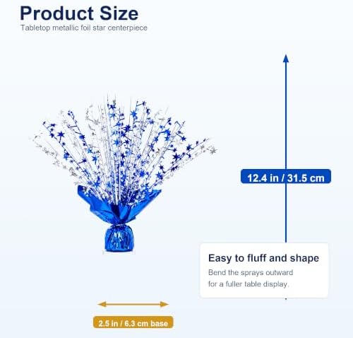 6 Pack Blue Silver Star Spray Centerpiece, Graduation Party - Image 2