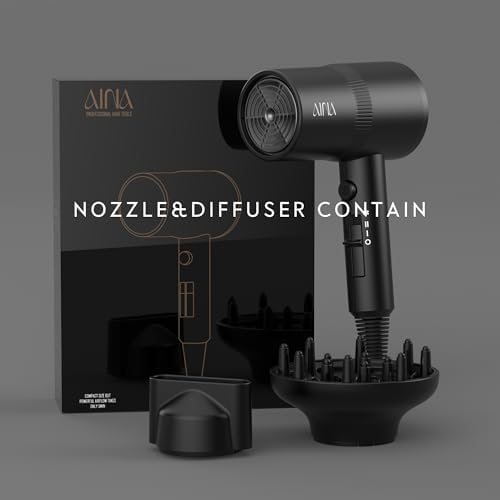 AINA Diffuser Hair Dryer Full-Featured Blow Dryer 110V/1600W(Vader Black) (Pack of 2) - Image 5