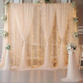 30ft x 10ft Champagne Tulle Backdrop Curtain with Lights String for Parties, Sheer Wedding Photo Backdrops Drapes for Baby Shower Birthday Party Decorations Background for Photography by Shillance