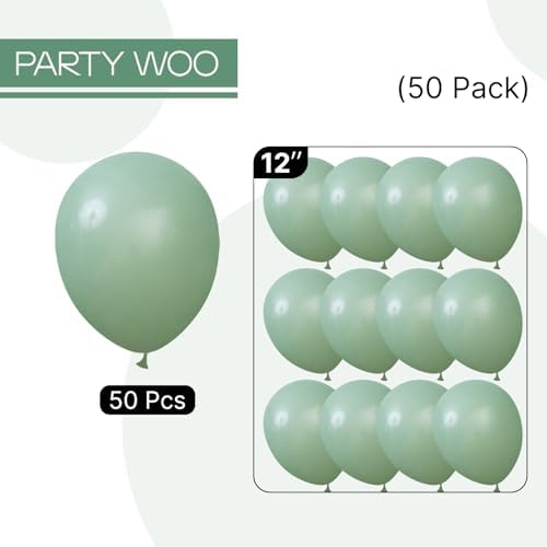 PartyWoo Sage Green Balloons 50pcs Olive Eucalyptus Dusty Green Boho Color - Image 6
