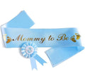 Mom to Be Sash and Dad to Be Pin 2 Pcs Baby Shower Decorations Boy Blue by V-TOWER