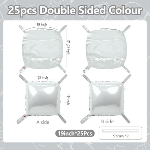 NISOCY 25PCS Gray Square Foil Balloons Wall Backdrop - Image 2
