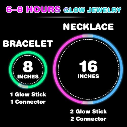 YixangDD 86 Pcs 8 Inch Glow Sticks Bulk Party Pack with Connectors - Image 6