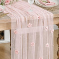 Artoid Mode Pink Flower Pearl Pink Gauze Table Runner 10FT, Seasonal Sheer Dining Holiday Wedding Birthday Baby Shower Table Decor for Home Party by ArtoidMode