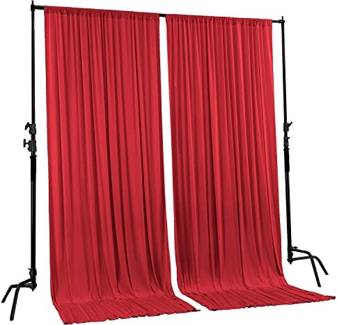 AK TRADING CO. 10 feet x 10 feet Polyester Backdrop Drapes Curtains Panels with Rod Pockets - Wedding Ceremony Party Home Window Decorations - RED (DRAPE-5x10-RED) - Image 2