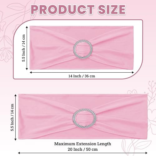 MDS Pack of 125 Spandex Chair Sashes for Wedding Party & Event – Pink - Image 2