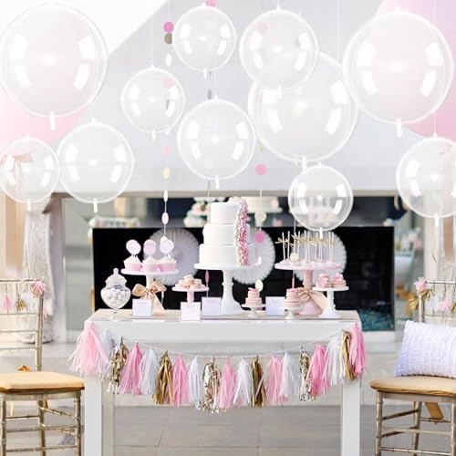 12PCS Clear Round Foil Balloons 22" 15" 10" Large Bubble Balloons - Image 6
