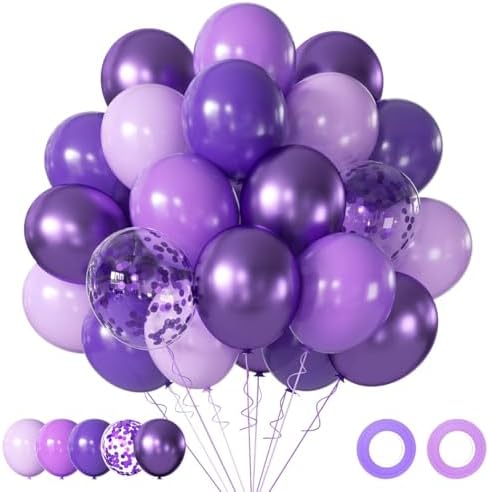 AIOZX Purple Latex Balloon Set - 50 Pcs 12 Inches Dark Purple Balloons Metallic Purple Balloons for Birthday Wedding Baby Shower Party Decoration by AIOZX