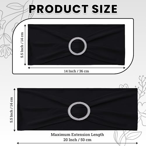MDS Pack of 250 Spandex Chair Sashes for Wedding Party & Event – Black - Image 2