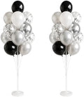 Balloon Column Stand Kit,2 Sets of Assorted Rainbow Balloon Tower Pillar with 10inch Bright Color baloon Reusable Design for Grirls Party,Birthday, Wedding,Baby Shower (Black Silver) by Tosuced