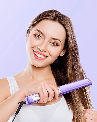 Wavytalk Pro Flat Iron Hair Straightener, 100% Pure Titanium Flat Iron for Easy Glide, Straightener and Curler for All Hairstyles, Dual Voltage (Purple) - Image 4