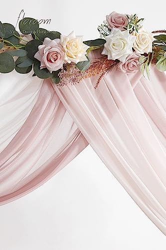 Floroom Wedding Arch Draping Fabric 3 Panels 20Ft Chiffon Fabric Drapes Arbor Drapery Wedding Ceremony Reception Swag Decorations (Dusty Rose +Blush +White) - Image 6