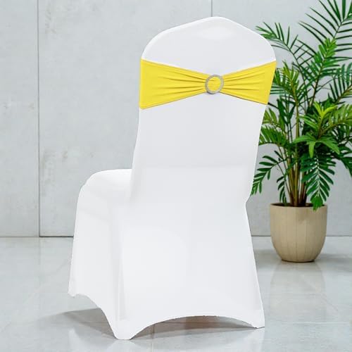 MDS Pack of 200 Spandex Chair Sashes for Wedding Party & Event – Yellow - Image 5