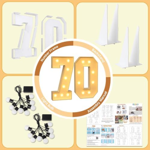 imprsv 70 Marquee Numbers, 3FT Light Up Numbers for 70th Birthday Decor - Image 5