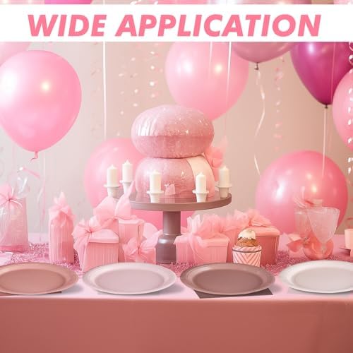 Zhehao 120 Pcs Disposable Paper Dessert Plates and Napkins Set, 7 Inch Party Cake Appetizer Plate with Napkin for Birthday Baby Shower Wedding Easter(Dusty Pink) - Image 5