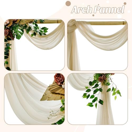 Pack of 1 Wedding Arch Drape Panel Fabric 30" x 40ft - Champagne Gold - Image 5