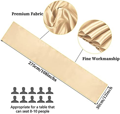 20-Pack Champagne 12 x 108 inches Long Premium Satin Table Runner - Image 2