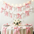 2 Strings Pink White Bow Garland Banner Decorations, Pre-Strung Satin Ribbon Bows for Birthday, Baby Shower, Bridal Shower, Coquette Girls Room, Bow Themed Party, Wedding, Christmas Tree Decorations by AERORIBOWEnjoyEveryDay