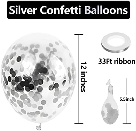 Bezente Silver Confetti Latex Round Helium Party Balloons 60 Pack 12 inch - Image 3