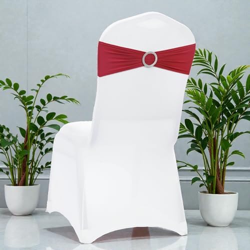 MDS Pack of 75 Spandex Chair Sashes for Wedding Party & Event – Apple Red - Image 5