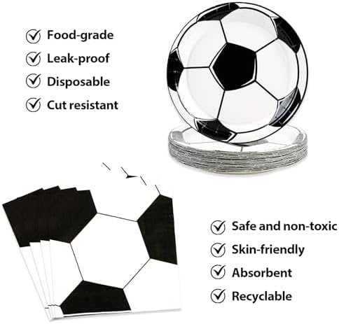 50PCS Soccer Plates and Napkins, 7inch Disposable Tableware Set - Image 4