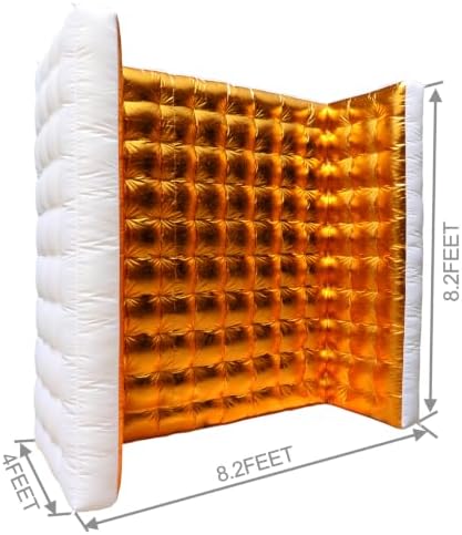 Inflatable Photo Booth Wall –8.2X8.2X4FT Portable Backdrop with LED Lights, Easy Setup for Parties, Weddings, Birthdays & Events – Golden - Image 2