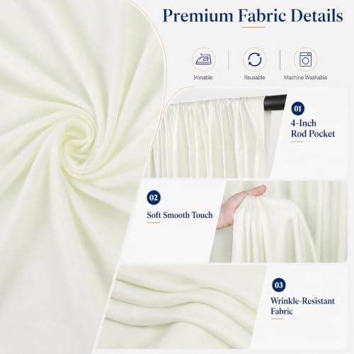 50x10 FT Ivory Backdrop Curtains for Weddings, Parties and Photo Booths - Image 3