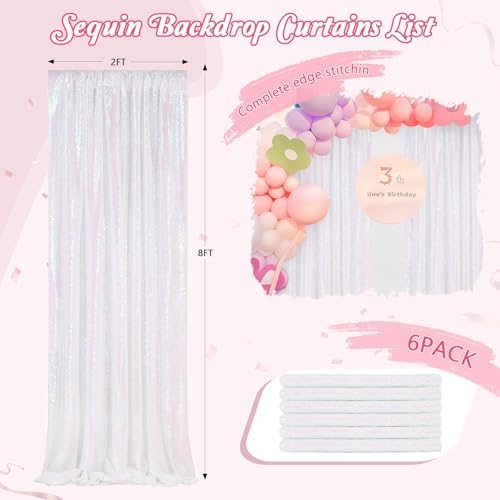 Backdrop Curtains Glitter 6 Panels Iridescent Sequin Background 2ftx8ft - Image 4