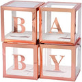 Voircoloria Balloon Boxes with Letters Gift Box, Rose Gold, 4 Clear Boxes by Voircoloria